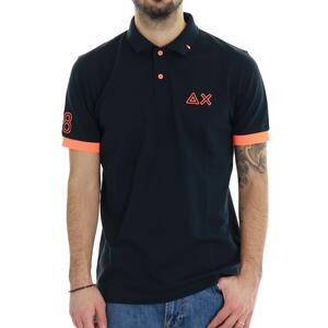 POLO CONTRASTI FLUO SUN68 BLU